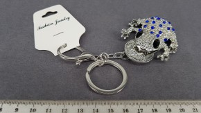 Брелок Лягушка (серебро) синий страз